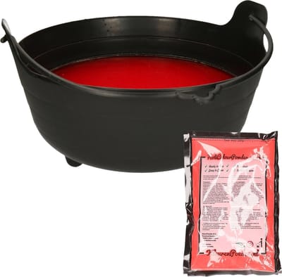 Halloween heksenketel/kookpot met heksensoep - 37 cm - incl. kleurpoeder rood