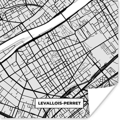 Poster Frankrijk - Levallois-Perret - Stadskaart - Plattegrond - Kaart - 100x100 cm XXL