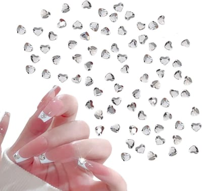 Solidchoice - 90 Stuks Hartvormige Strass-Steentjes voor Nagelkunst en Decoratie