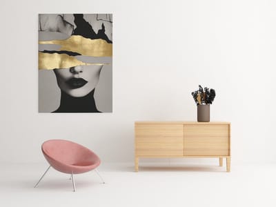 Modern Canvas Schilderij Vrouw met Gouden Details – Luxe Wanddecoratie 100x75 cm