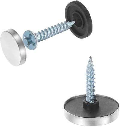 Decoratieve Schroeven 16 mm RVS met Dekkap en Wasmachine - Perfect voor Spiegels, Meubels en Advertentieborden, Set van 20 Stuks
