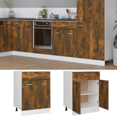 vidaXL - Onderkast - met - lade - Lyon - 60x46x81,5cm - bewerkt - hout - gerookt - eiken
