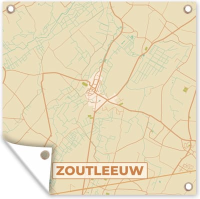 Tuin poster Zoutleeuw - België - Plattegrond - Stadskaart - Kaart - 200x200 cm - Tuindoek