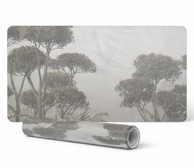 Moderne vinyl toetsenbordmat met subtiel tropisch bosmotief, 90x45 cm
