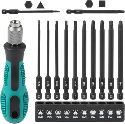 Schroevendraaier Bits - Driehoek Vierkant - Precisie Reparatie - Gehard S2 Staal - 10 Delig 89mm - Zilverkleurig