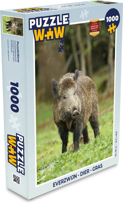 Puzzel Everzwijn - Dier - Gras - Legpuzzel - Puzzel 1000 stukjes volwassenen