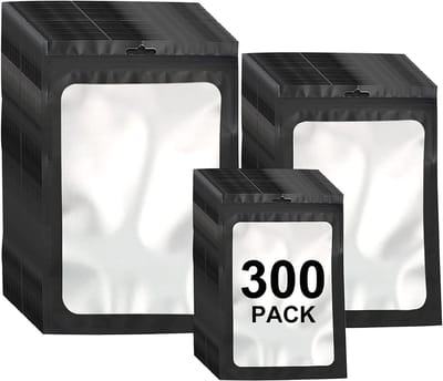 300 hersluitbare Gripzakjes - 3 maten/elk100 - Gripzakje plastic met ziplock - Voor koekjesmonsters en sieraden - Zwart