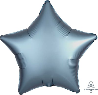 Amscan - Folieballon Satin Luxe Steel Blue Ster, 43 cm