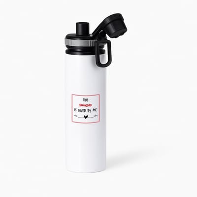 Hacebo® - this bonusdad is loved by me waterfles met draaidop grijs - Papa - iemand die houdt van zijn bonusvader - vader cadeautjes - vaderdag - verjaardag - geschenk - kado - water fles - 850ML