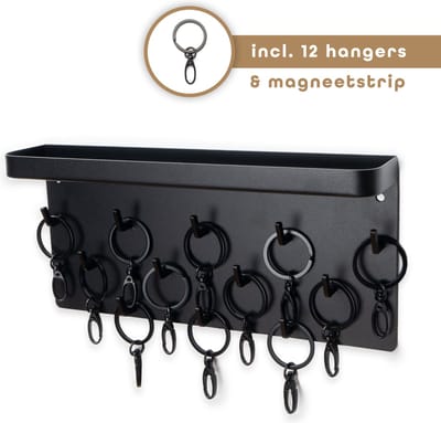 Baulk® - Sleutelrekje – Sleutelkastje – Sleutelhouder – Gratis 12 sleutelhangers – Zwart – 25 x 12 cm - Magnetisch