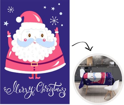 Kerst Tafelkleed - Kerstmis Decoratie - Tafellaken - Kerstman - Kerst - Quotes - Merry christmas - Sneeuw - 150x220 cm - Kerstmis Versiering