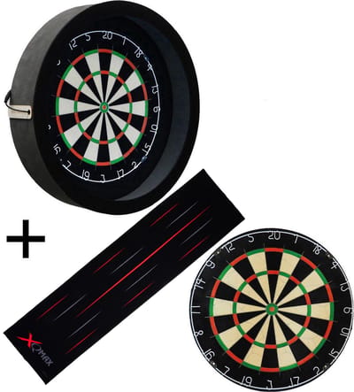 Darts Set - Complete PRO - zwart-antra - Plain - dartmat antraciet - dartbord verlichting - darts - dartbord