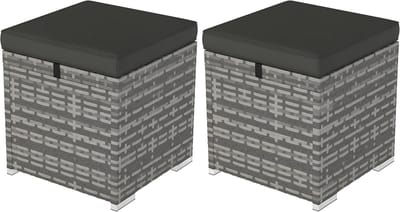 Tuin Hocker - Buitenbankje - Extra zitruimte - Met opbergruimte - 40x40x41cm - Donkergrijs