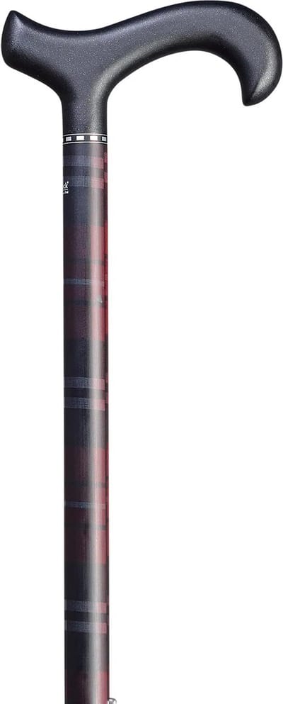 Gastrock Carbon verstelbare wandelstok - Rood - Ruit - Lengte verstelbaar van 79 cm tot 96 cm - Lichtgewicht - Derby handvat - Wandelstokken - Voor heren en dames – Uitschuifbare wandelstok – Wandelstok verstelbaar - Belasting tot 110 kg