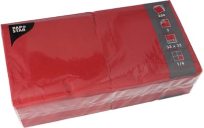 4x 250 Servetten 3-laags 1/4 vouw 33 cm x 33 cm bordeaux