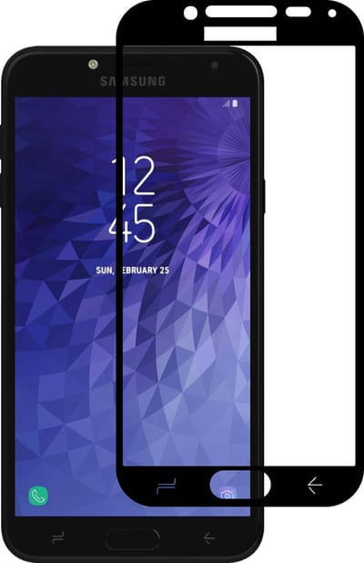 Smartphonica Screenprotector Geschikt voor Samsung Galaxy J4 2018 - Full Cover Tempered Glass with Round Edge - Gehard glas met Afgeronde Hoeken geschikt voor Samsung Galaxy J4 2018