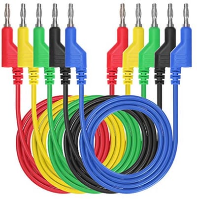 5 stuks 4 mm zachte siliconen testkabel - banaanstekker voor multimeter en elektronische apparaten, 1 m