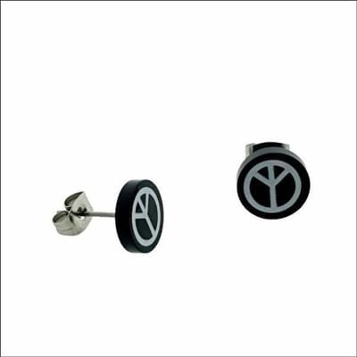 Aramat Jewels | Oorbellen | Stoere acryl Oorbellen vredesteken | | | |10mm | Staal | Kinderen, Volwassenen | Verkleurd niet