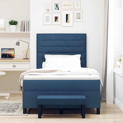 vidaXL - Boxspring - bed - met - hoofdeinde - Blauw - 120 - x - 200 - cm - Stof