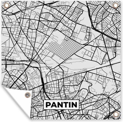 Tuin poster Kaart - Stadskaart - Frankrijk - Pantin - Plattegrond - 200x200 cm - Tuindoek