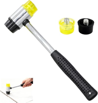Dubbele Rubber Hamer 25mm met 2 Vervangende Koppen en Ergonomische Antislip Handgreep voor Hout, Plastic, Leer en Ambachten