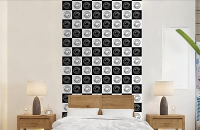 Behang - Fotobehang Patronen - Schaakbord - Zwart Wit - Breedte 120 cm x hoogte 240 cm