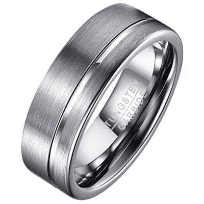 Wolfraam heren ring Single Groove 8mm-21.5mm
