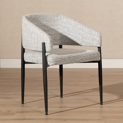 Bronx71® Eetkamerstoel Armin gemêleerde stof off white/zwart - stoel