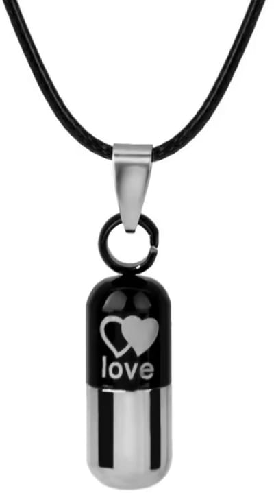 Adreskokertje met ketting - Adres koker - Adreskoker voor huisdier - Adres voor aan halsband - Waterdichte sleutelhanger - Metaal - Zilverkleurig/Zwart- Huisdier kwijt - CHPN