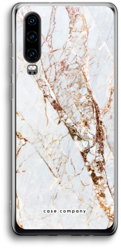 Case Company® - Hoesje geschikt voor Huawei P30 hoesje - Goud marmer - Soft Cover Telefoonhoesje - Bescherming aan alle Kanten en Schermrand