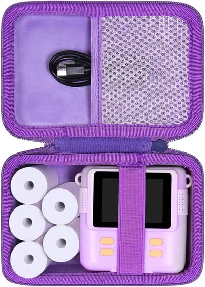Hardcase voor Kindercamera en Foto Papier Organizer, Lilac, 16.5*11*7.5cm, Bescherming, Opbergruimte, Kindvriendelijk