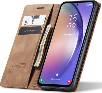 Hoesje geschikt voor Samsung Galaxy A55 - Book Case Leer Slimline Bruin