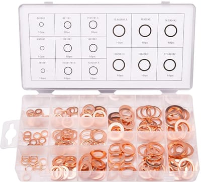 Famanu – Koperen afdichtringen assortiment 150 stuks 15 maten M5 tot M17.5 voor afdichting
