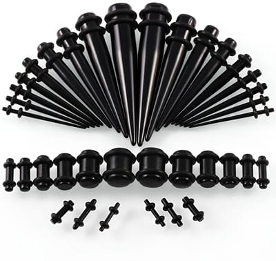 Dailygoods- Oor Tapers Set van 36 Stuks - Acryl Stretching Kit - Oorpiercings - UV Plugs - Lichtgewicht en Duurzaam - Verschillende Maten - Oorpiercing