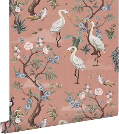 ESTAhome behang kraanvogels oudroze - 50 x 900 cm - 139708