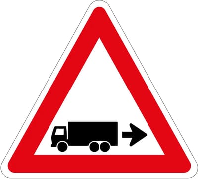 Achteruit rijdende vrachtwagen rechts sticker | 10 cm