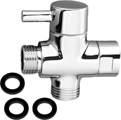 3-weg omschakelventiel G 1/2 inch voor handdouche, messing kraanadapter, chroom douche-adapter voor optimale waterstroom en gebruiksgemak
