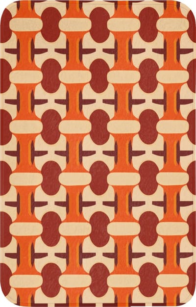 WC mat 50x80 cm - Antislip - Geometrisch - Retro - Oranje - Toiletmat - Vloermat - Douchemat - Toilet tapijt - Toiletmatten
