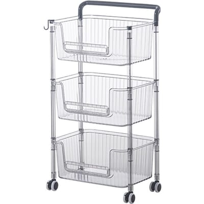 Chariot de Rangement à Roulettes Stable Élégant Multifonctionnel Robuste Organisateur de Rangement Mobile Chariot pour 3 Tier