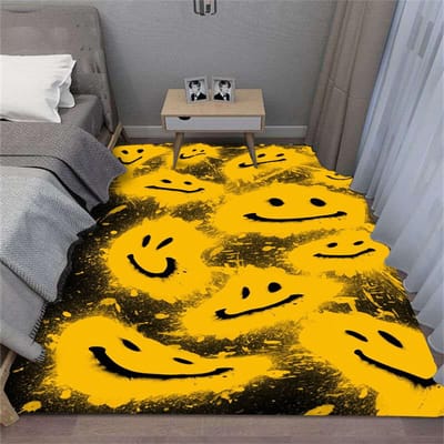 Lachend Gezicht Tapijt Cartoon Woonkamer Slaapkamer Keuken Bank Tafel Balkon Kleed Antislip Wasbare Mat Huis Exquise INS 80*120cm