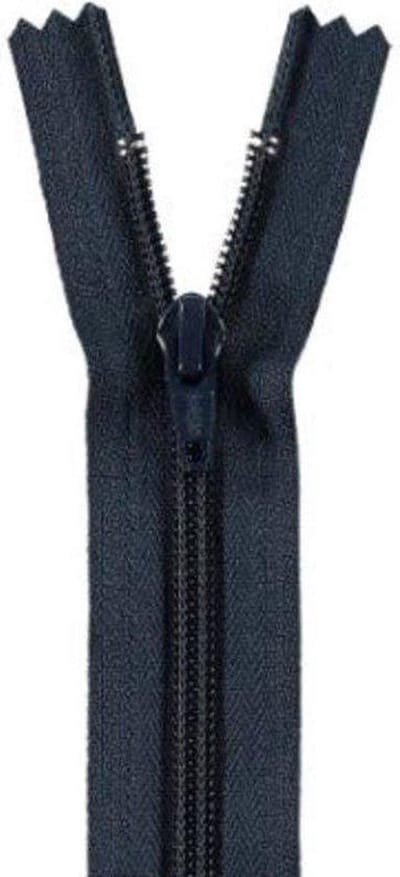 YKK rits, niet deelbaar, kunststof 4 mm breed, lengte 10 cm, donker blauw.
