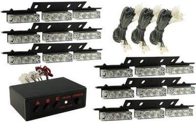 LED Flitsbalk Blauw Wit - 54 Lampjes Strobe Waarschuwingslicht voor Auto en Noodvoertuigen