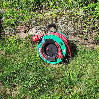 Kabelhaspel voor Grasmaaier met 25 meter Rubber Slanglijn, IP44, 230 V/16 A