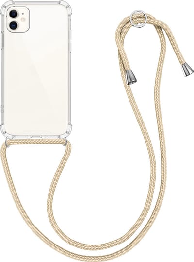 kwmobile telefoonhoesje geschikt voor Apple iPhone 11 - Hoesje met telefoonkoord - Back cover in transparant / goud