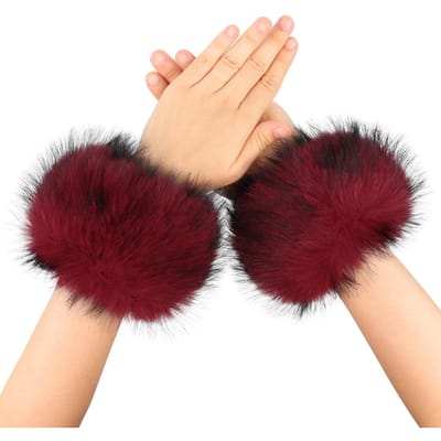 Nepbont Polsbanden Winter Bontachtige Armwarmers Voor Halloween Dagelijkse Cosplay Feest Kostuum Accessoires One Size beige