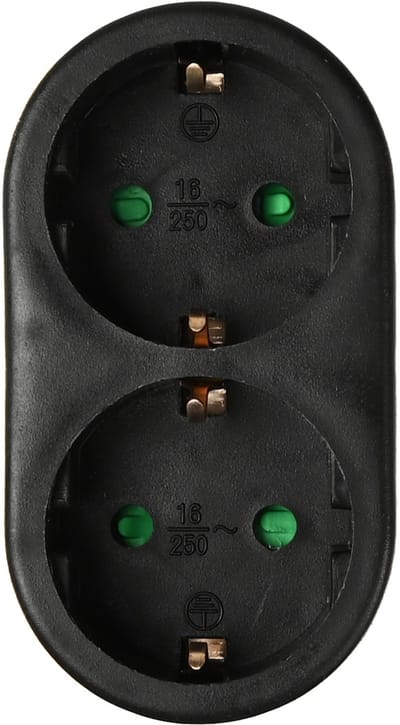 Benson Verdeelstekker 2-voudig - Schuko - Zwart - 16A - Randaarde - IP20