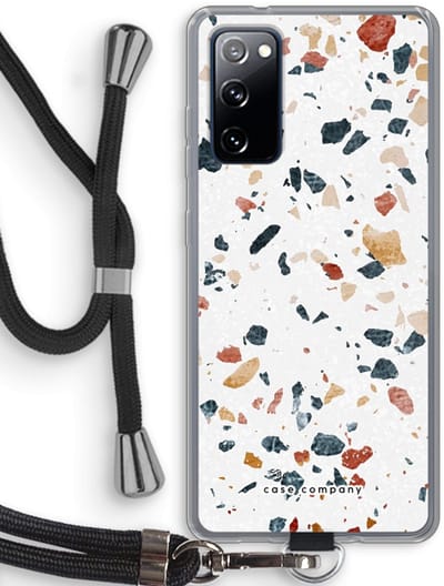 Case Company® - Hoesje met koord geschikt voor Samsung Galaxy S20 FE / S20 FE 5G hoesje met Koord - Terrazzo N°4 - Telefoonhoesje met Zwart Koord - Bescherming aan alle Kanten en Over de Schermrand