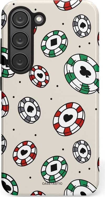 Casetastic Hoesje Geschikt voor Samsung S23 - Stijlvolle Beschermende Duo-layer Case - Casino Chips Patroon