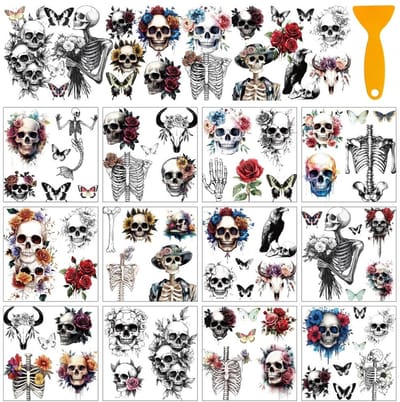 Dailygoods- Transferstickers 12 Vellen - Halloween Thema - Wrijven op Stickers - Meubelstickers - Doe-het-zelf Ambachten - 5,5 x 5,5 cm - Decoratiestickers