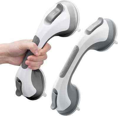 Verstelbare Douchehandgrepen 2-Pack, 31cm Zuignap Grip voor Badkuip, Veiligheidssteunen voor Ouderen, Antislip Handgrepen, Max. Draagcapaciteit 110kg